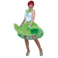 SOCK HOP SKIRT ADLT GREEN PINK